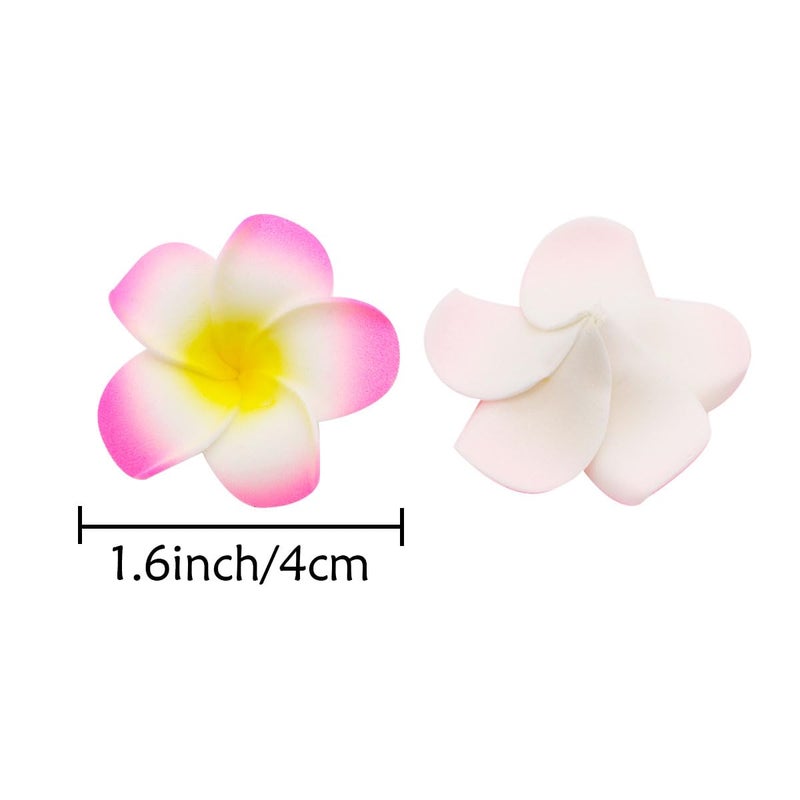 Ewandastore Ewanda store 100 Pcs Diameter 1.6 Inch Assorted Color Artificial Plumeria Rubra Hawaiian Foam Frangipani Flower Petals for Weddings Party Decoration - Image 3